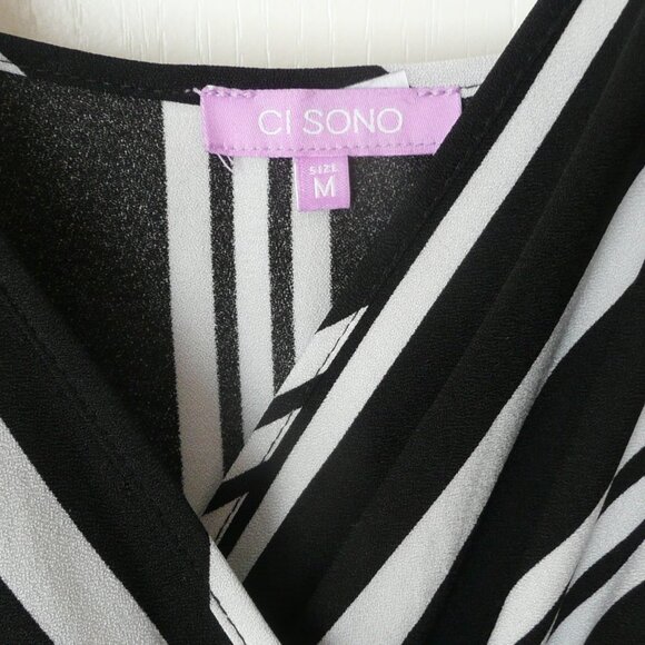 Ci Sono Women's Jumpsuit Playsuit Black White Striped Sleeveless Size M - Picture 5 of 8